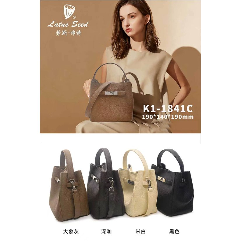 Women's Bags Genuine Leather Bucket Bag — Mini Picotin Style Top Handle